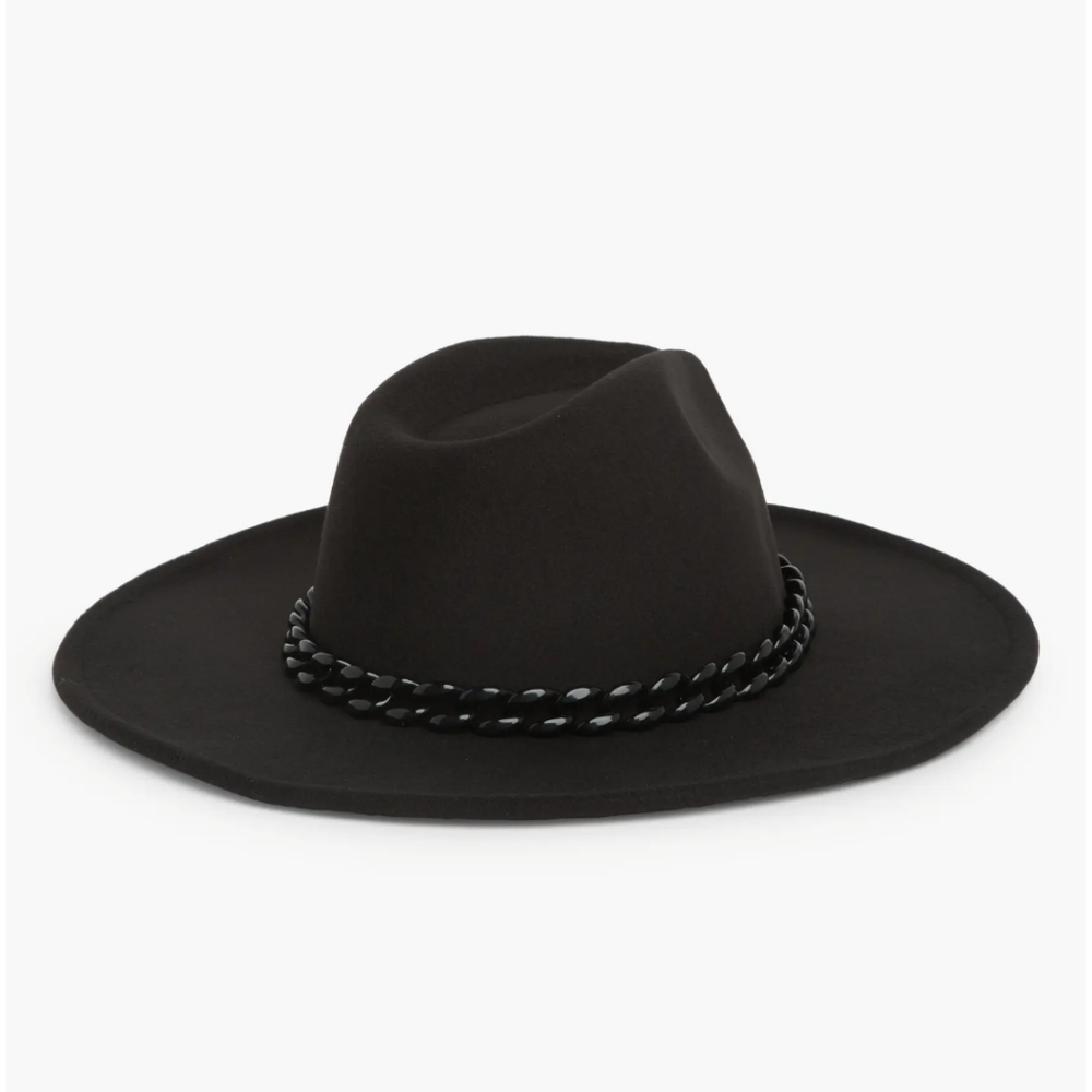 Vince Camuto (Polyester) with Faux Leather Chain Trim Panama Hat
